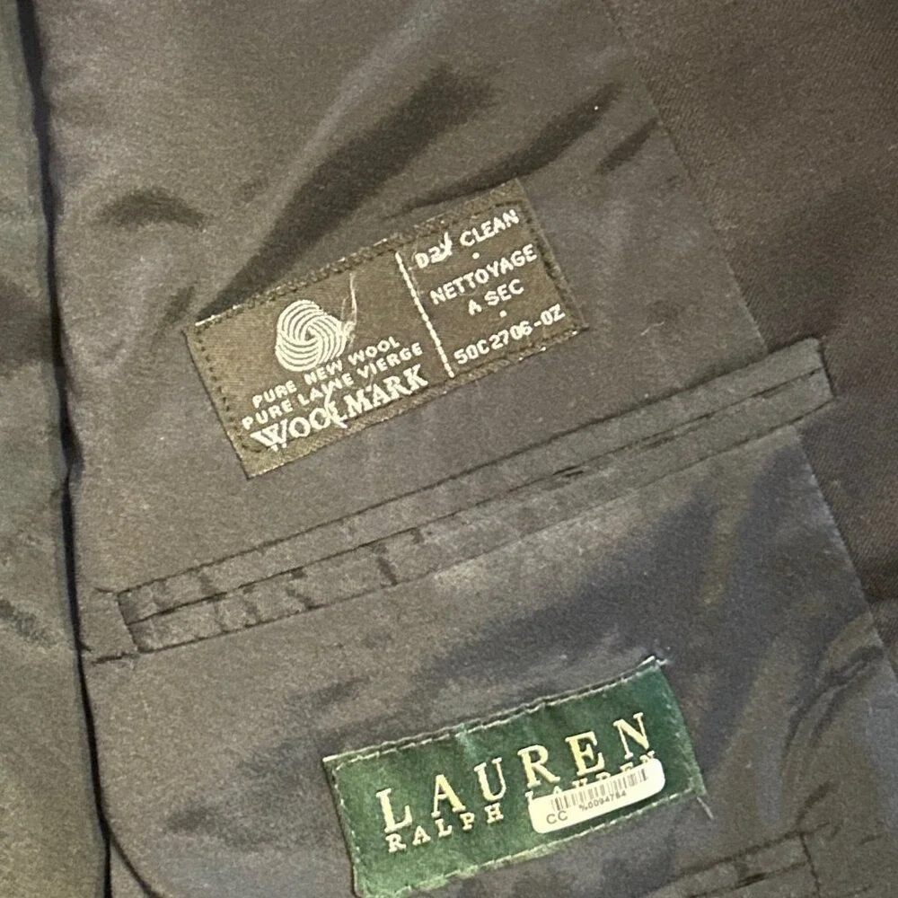 Lauren Ralph Lauren Men's Size 43R Wool Black Blazer 2 Button T25